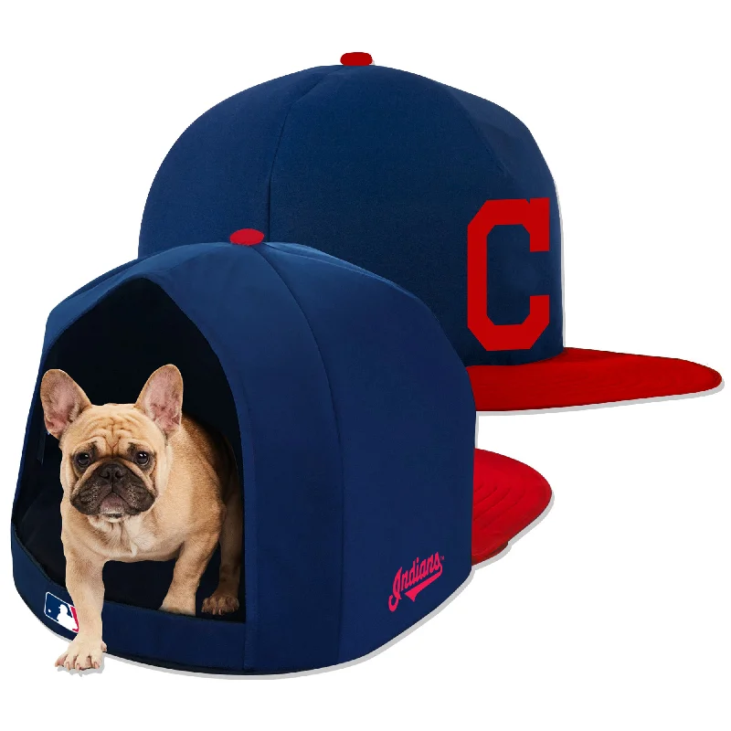 Travel-size pet comb-CLEVELAND INDIANS NAP CAP PLUSH DOG BED