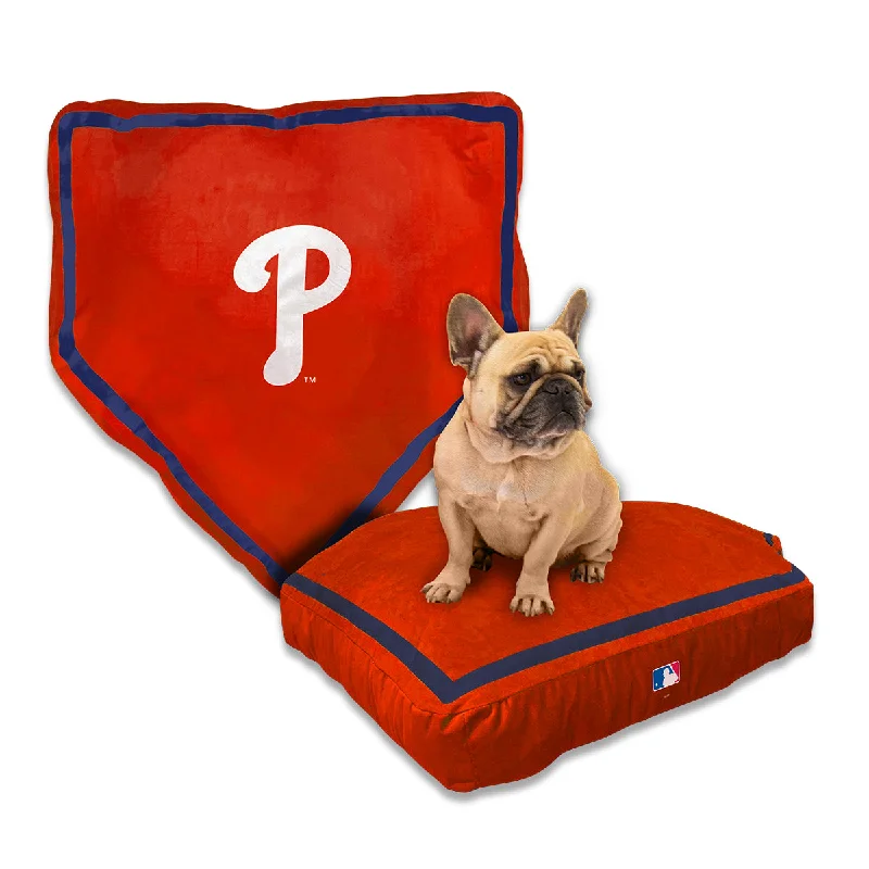 Plush pet bed cover-PHILADELPHIA PHILLIES HOME PLATE DOG BED