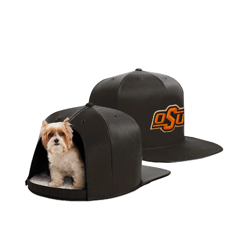 Round orthopedic cat bed-OKLAHOMA STATE NAP CAP PREMIUM DOG BED