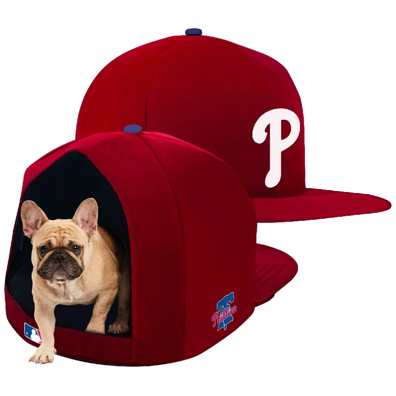 Portable rabbit hutch-PHILADELPHIA PHILLIES NAP CAP PLUSH DOG BED