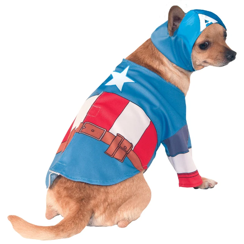 Puppy plush chew toy-Captain America Pet Costume