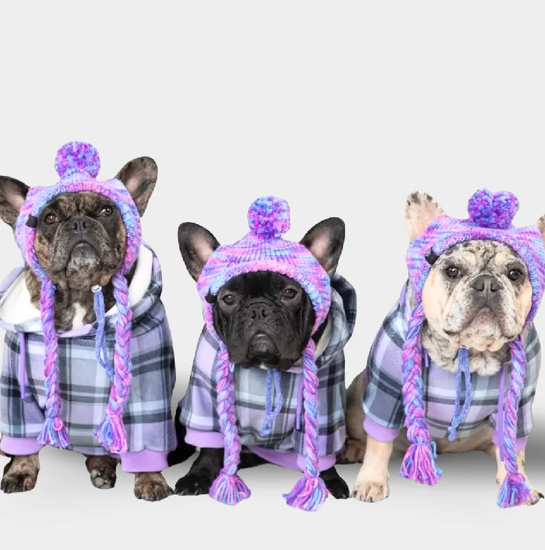 Catnip infused mouse toy-Purple Plaid Dog Hoodie