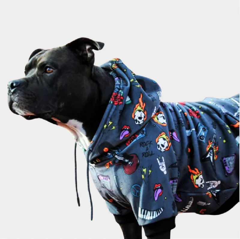 Rechargeable pet heat pad-Rock and Roll Dog Hoodie