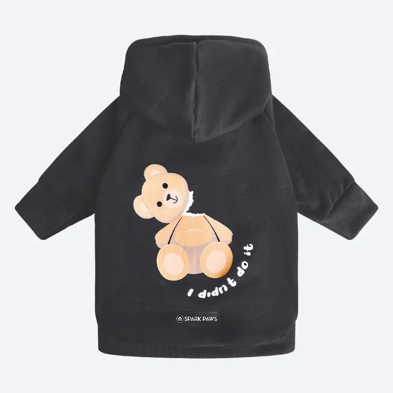 Personalized reflective collar-Broken Teddy Bear Dog Hoodie - Black