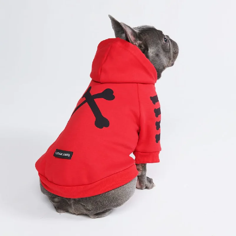 Puppy teething bone toy-"WOOF" Dog Hoodie - Red (SIZE S & M)