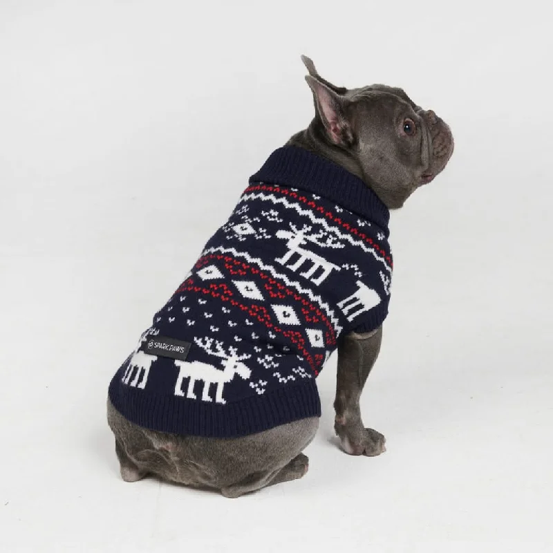 Compact pet travel kennel-Knit Dog Sweater - Dasher Navy