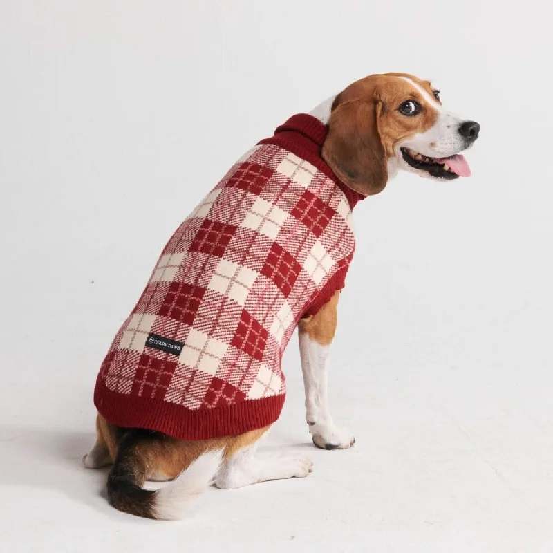 Edible pet chew treat-Red Plaid Dog Knit Sweater