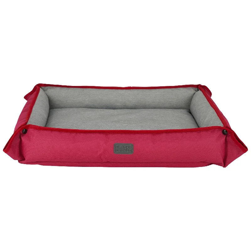 Plush waterproof pet bed-Four Way Pet Bed for Large Dogs 28X24X3-Inch, Red