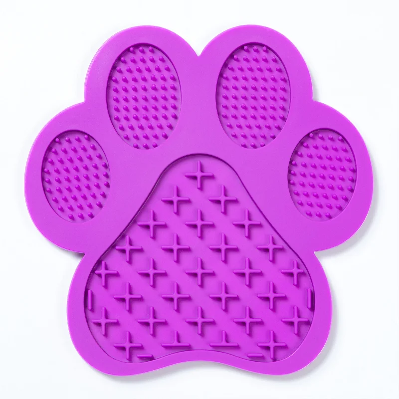 Adjustable pet collar velvet-Purple Paw Dog Slow Feeder Licking Mat