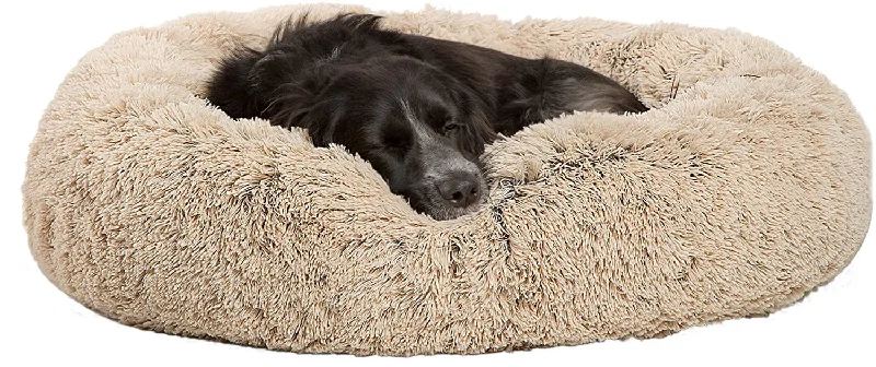 Rechargeable pet water bowl-Arlee Shaggy Fur Donut Pet Bed, 39" x 11"