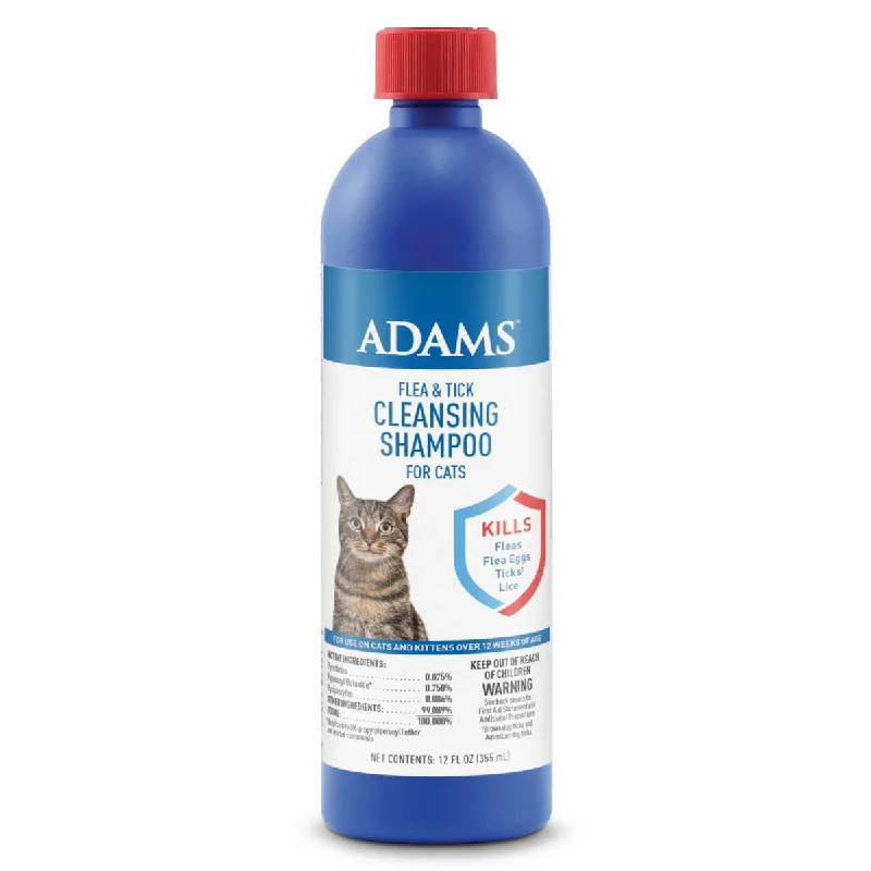 Battery-powered pet brush-Adams Flea & Tick Cleansing Shampoo for Cats