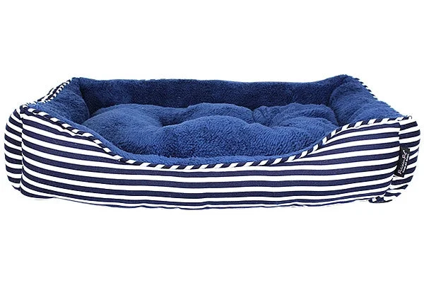 Collapsible pet travel cup-Ahoy Striped Bed - Blue