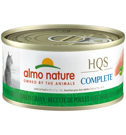 Sustainable pet collar-Almo Nature HQS Complete Chicken Recipe with Green Beans in gravy Wet Cat Food (2.47 oz)