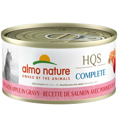 Rechargeable pet water bowl-Almo Nature HQS Complete Salmon Recipe with Apple in gravy Wet Cat Food (2.47 oz)