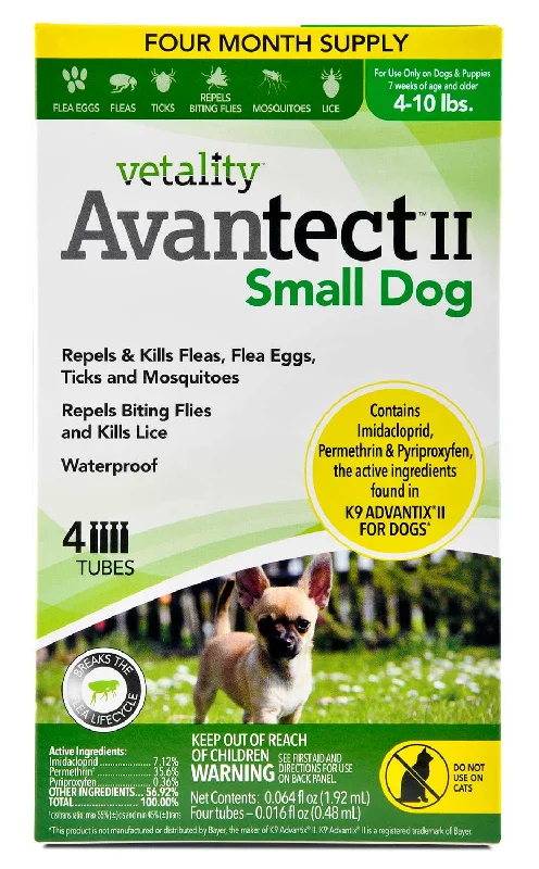 Calming pet anxiety wrap-Vetality Avantect II Flea & Tick Topical for Dogs, 4-pack