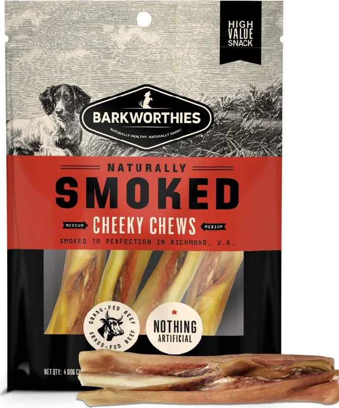 Double-sided pet brush-Barkworthies Smoked Cheeky Chews 4 Pack For Dogs