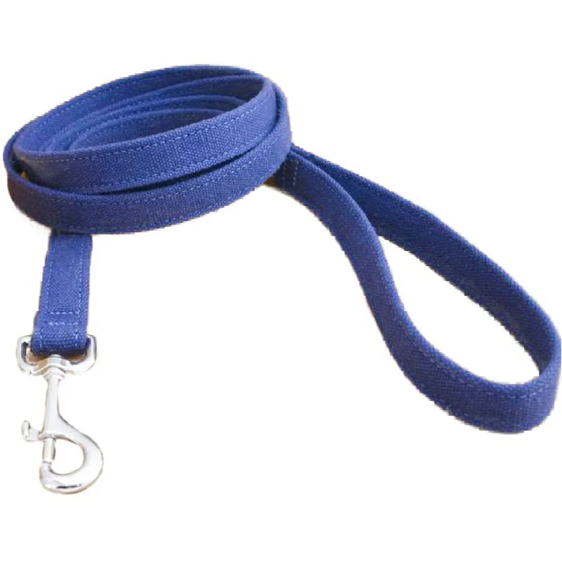 Portable pet crate airline-Hemp Dog Leash 6' Basic Blue Canvas