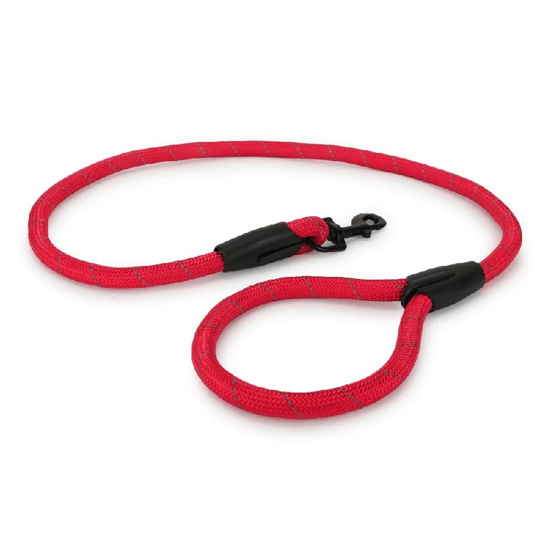 Glow-in-dark pet collar-Basil Rope Leash for Dogs and Cats (Red)