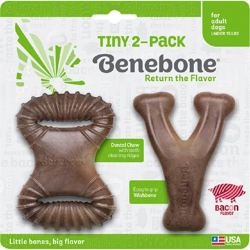 Natural wood bird ladder-Benebone Tiny Dental Dog Chew Toy Pack