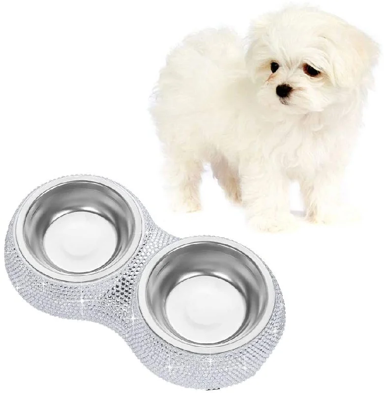 Interactive pet fetch toy-Rhinestones Pet bowl