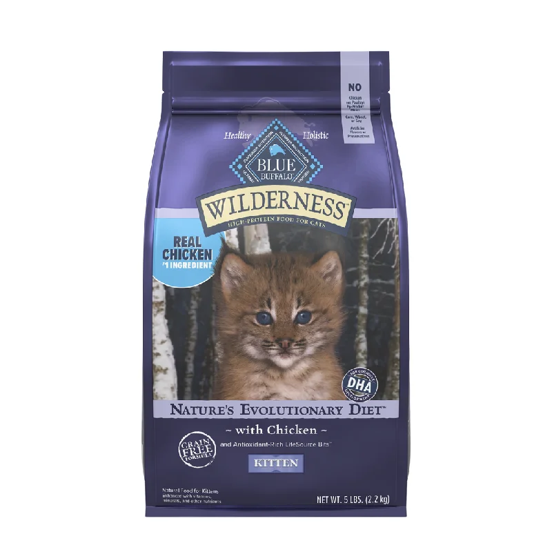 Spill-proof pet water bowl-Blue Buffalo Wilderness Grain Free Chicken High Protein Recipe Dry Kitten Food