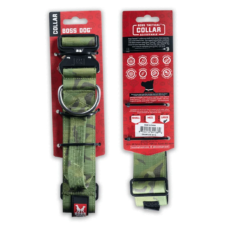 Natural bird ladder toy-Boss Dog Tactical Green Camo Collar