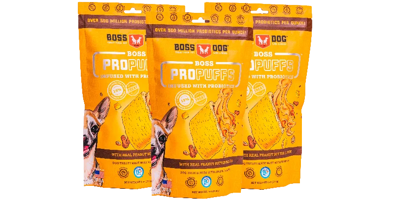 Natural pet dental sticks-Boss Dog Propuffs Treat for Dogs Real Peanut Butter Flavor