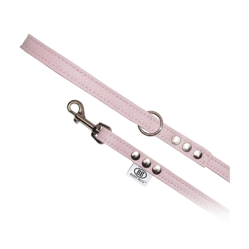 Stitched reflective collar-Buddy Belt Premium All Leather Leash Pink