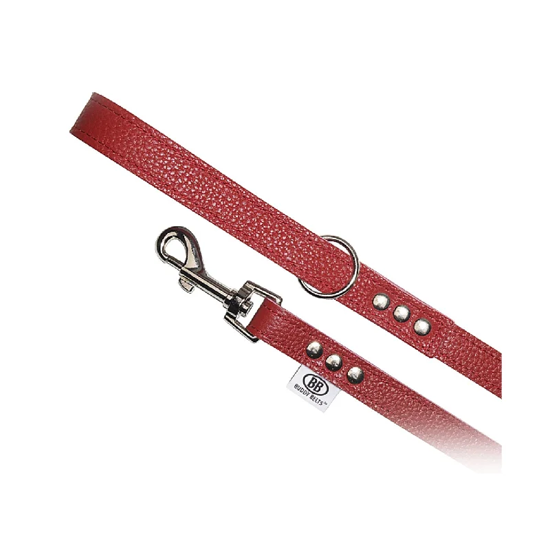 Waterproof pet raincoat-Buddy Belt Premium All Leather Leash Red