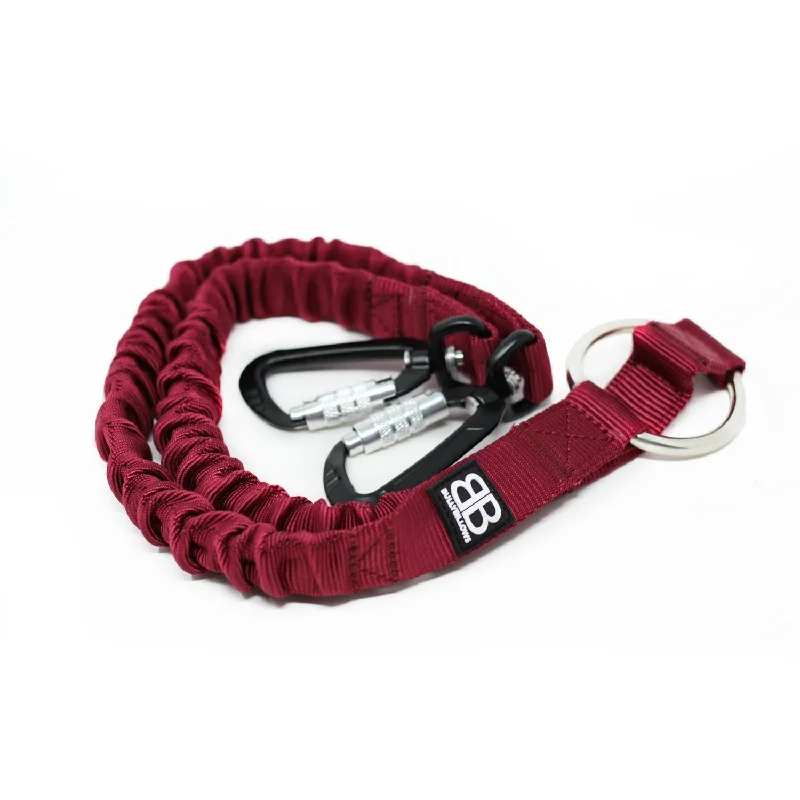 Organic cotton pet bed-Bully Billows - Zero Shock Bungee Dual Dog Lead - Burgundy