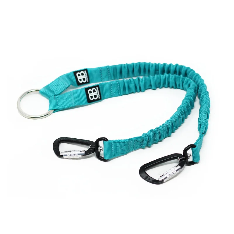 Contoured pet bed-Bully Billows - Zero Shock Bungee Dual Dog Lead - Turquoise