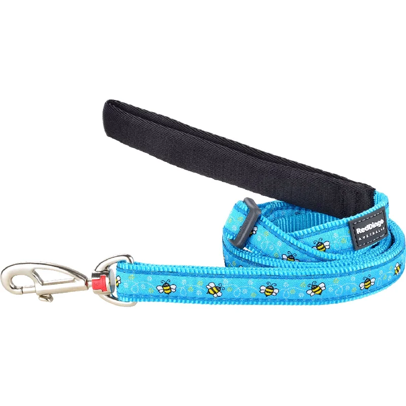 Stitched pet collar durable-Bumble Bee Turquoise Dog Leash