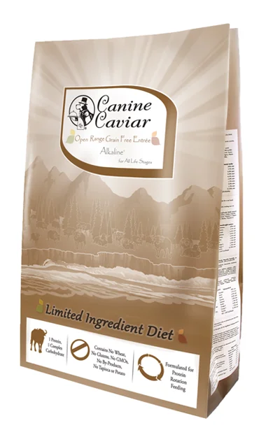 Herbal pet treat pouch-Canine Caviar Open Range Buffalo and Chickpea Dry Dog Food