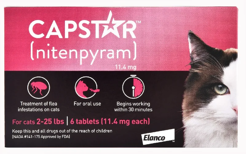 Quick-release cat harness-Capstar Flea Tablet for Cats, 6 Count