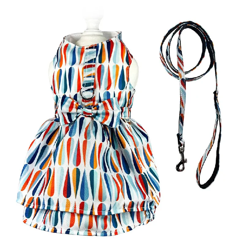 Puppy teething chew rope-Chic Raindrop Harness Dress with Matching Leash