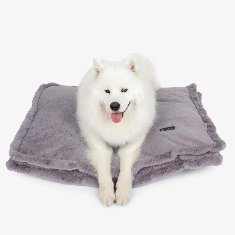 Ceramic pet water bowl-The Super Cloud Large Pillow Bed in Pearl River Gray