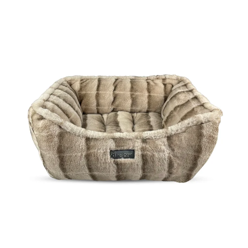 Plush orthopedic cat bed-Super Cloud Reversible Dog & Cat Bed - Tan Chinchilla