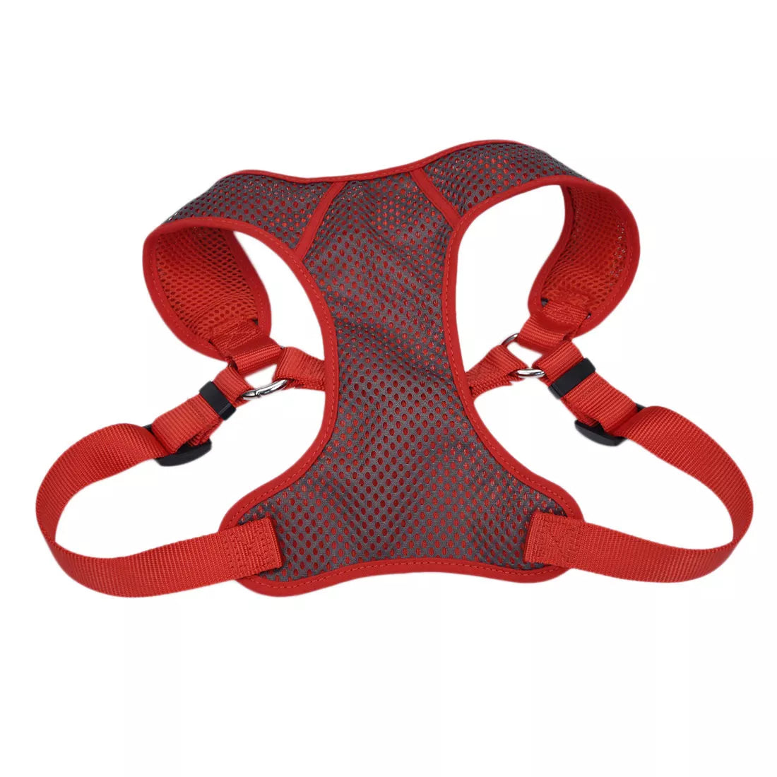 Non-skid pet food mat-Coastal Comfort Soft Sport Wrap Adjustable Dog Harness Gray with Red