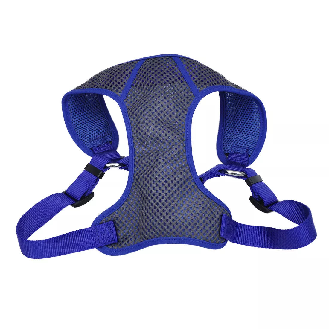 Durable pet frisbee toy-Coastal Comfort Soft Sport Wrap Adjustable Dog Harness Gray with Blue