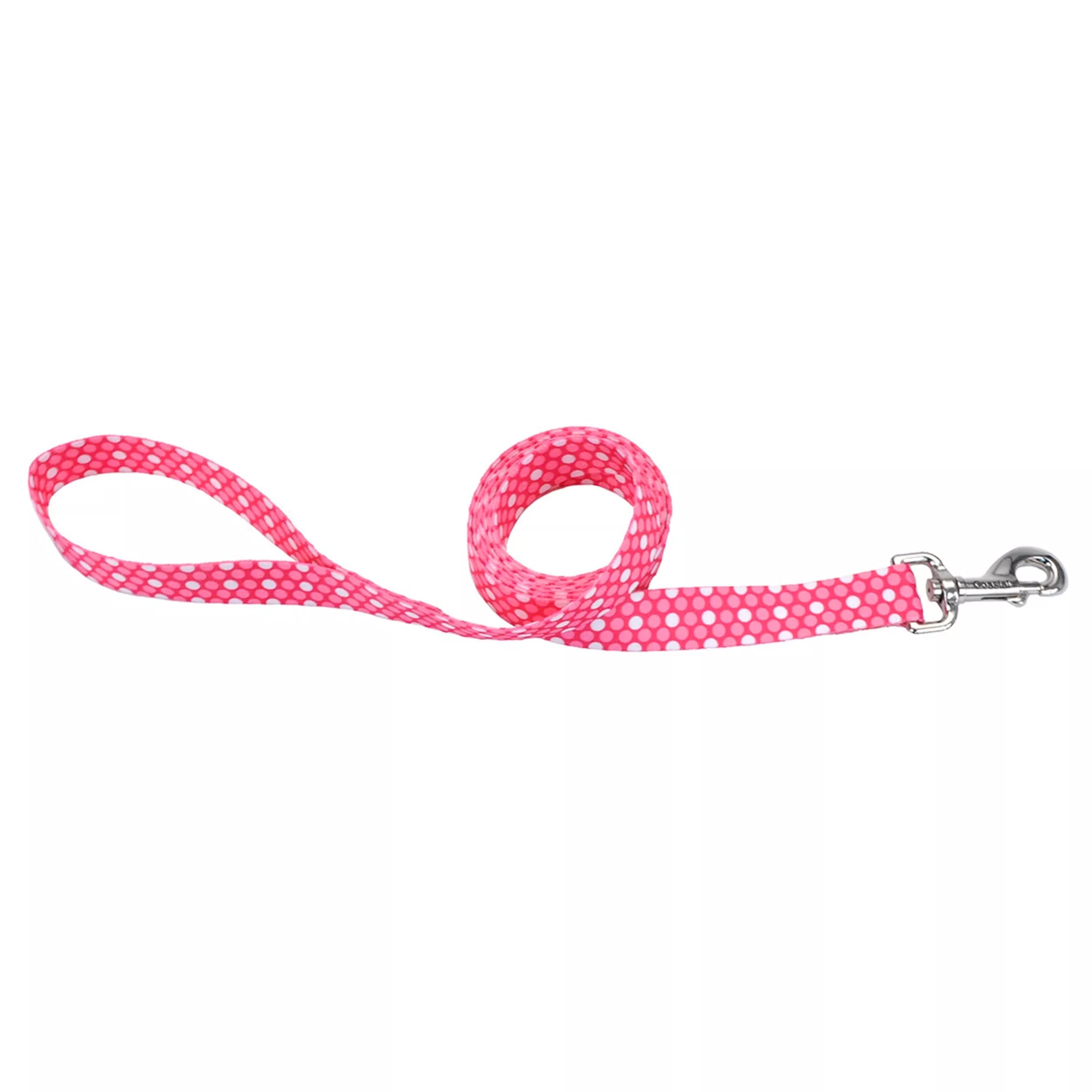 Reflective pet harness medium-Coastal Pet Products Styles Dog Leash Pink Dots 1" x 6'