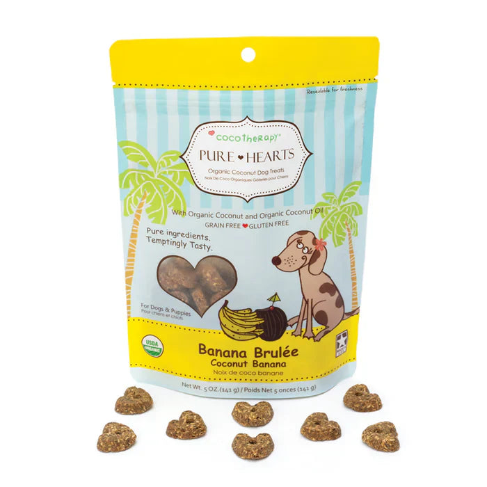 Skid-proof pet mat-CocoTherapy Pure Hearts Coconut Cookies Banana Brulée - Organic Treat for Dogs (5 oz)