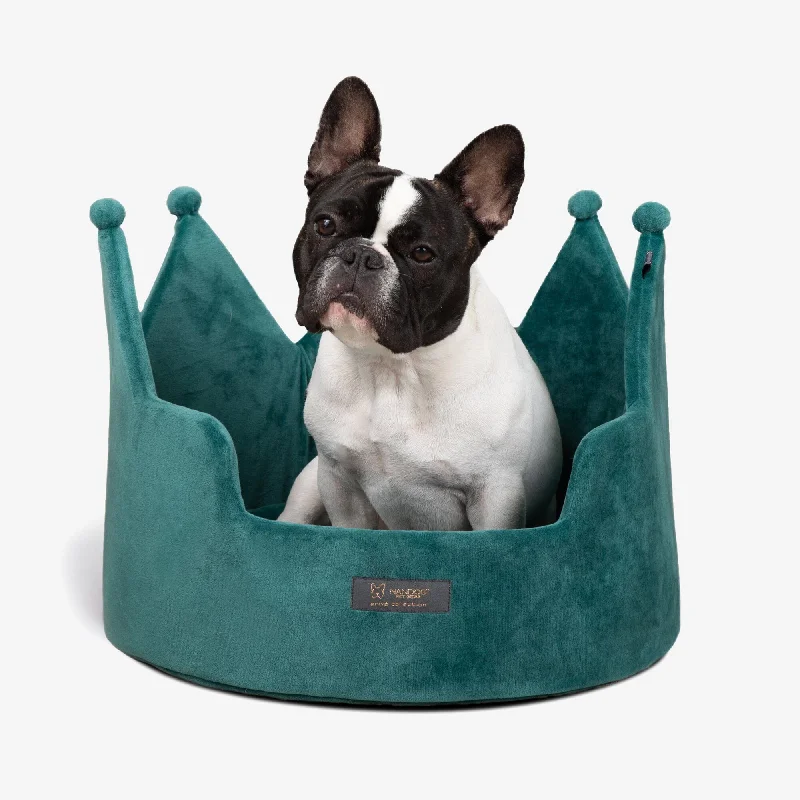 Mesh pet travel crate-Crown Dog & Cat Fun Bed Cloud Prive Collection - Royal Green