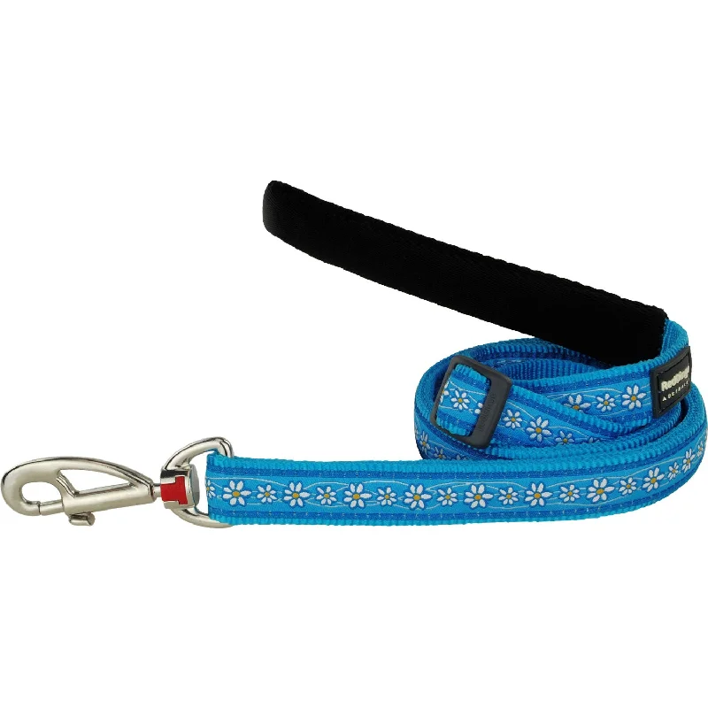 Portable pet water cup-Daisy Chain Turquoise Dog Leash