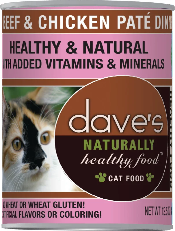 Portable pet water cup-Dave’s Naturally Healthy Canned Cat Food Beef & Chicken Paté