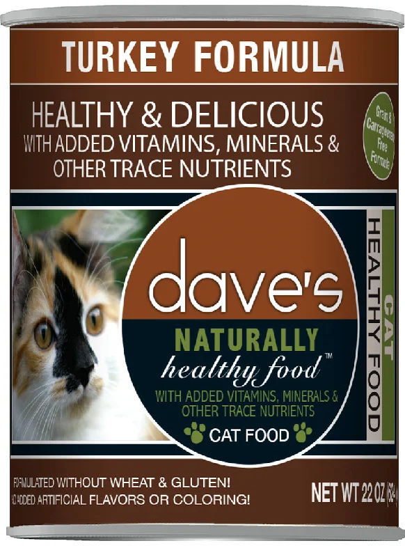 Grain-free pet treats-Dave’s Naturally Healthy Canned Cat Food Turkey Recipe