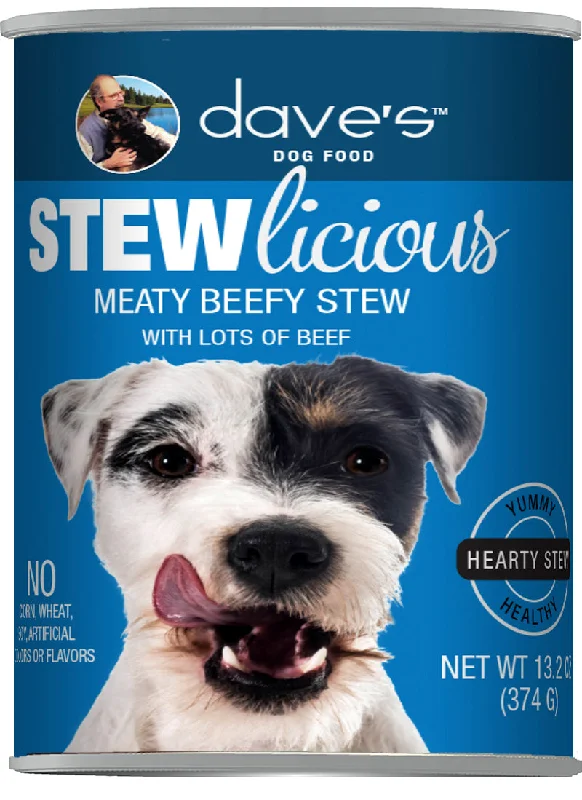 Grippy pet feeding mat-Dave's Stewlicious Meaty Beef Stew Canned Dog Food