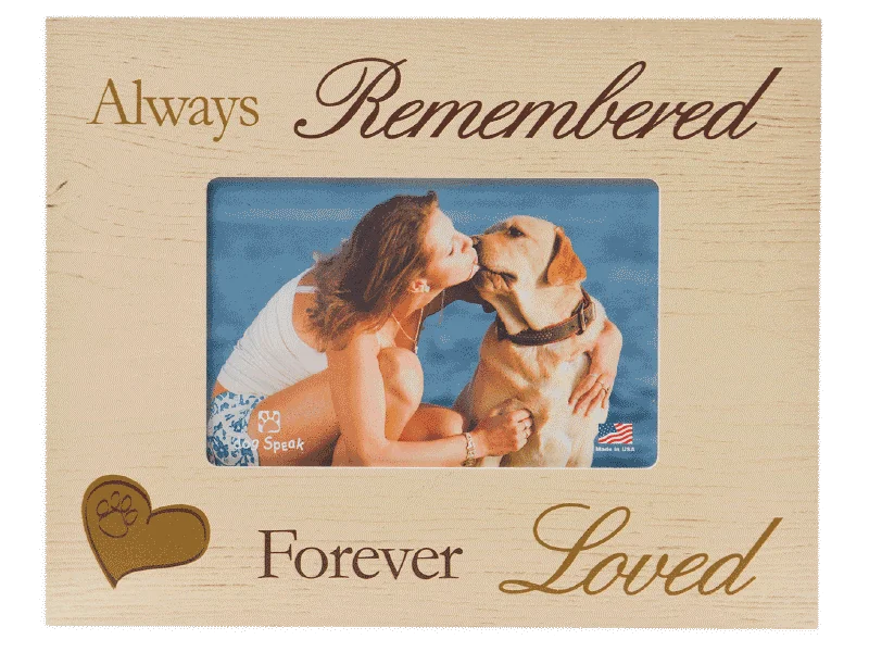 Rechargeable pet water bowl-Dog Speak Frame Always Remembered Forever Loved 7x9