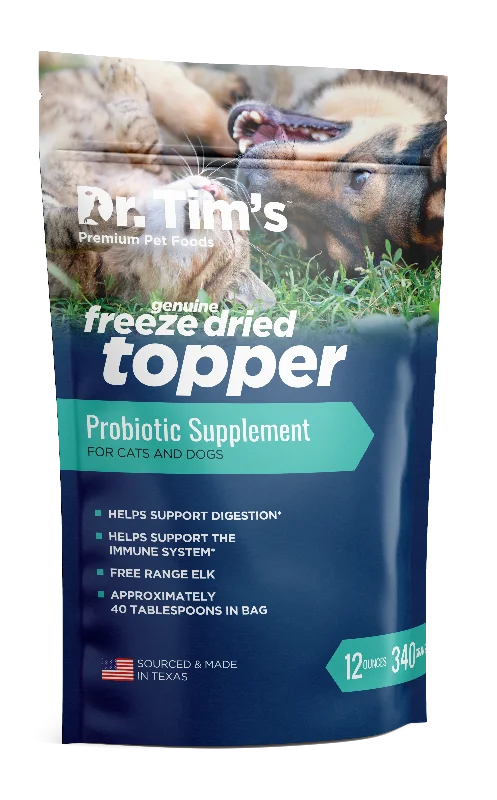 Shallow pet feeding bowl-Dr. Tim's Elk Probiotic Topper