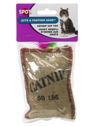 Catnip infused mouse toy-ETHICAL JUTE & FEATHER SACK w-CATNIP