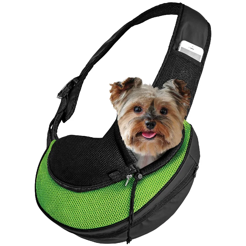 Breakaway pet collar-Katziela Expandable Sling Dog & Cat Carrier - Green